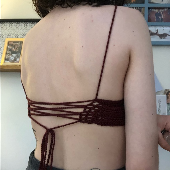 Wine Red Crochet Bralette - Picture 2 of 13